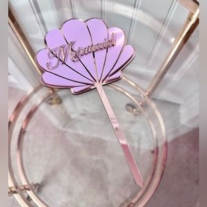 Mermaid Acrylic Cake Topper w/ Rose Gold Mirrored Backing